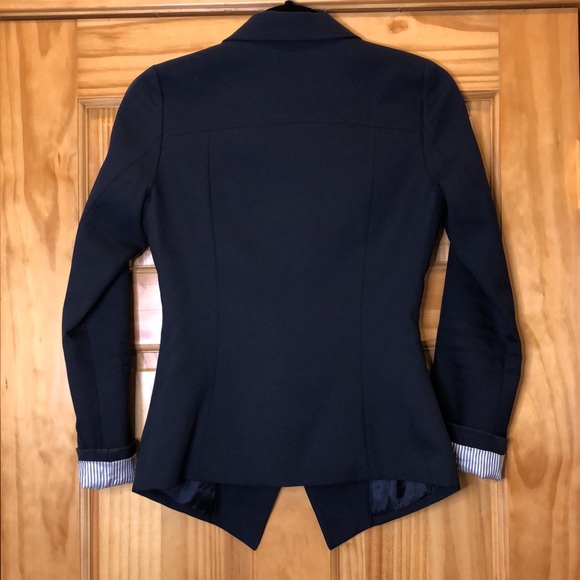 Navy Blue White Pinstripe Accent Blazer - Picture 8 of 8